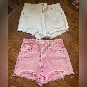 Zara pink and white jean shorts $40 for both